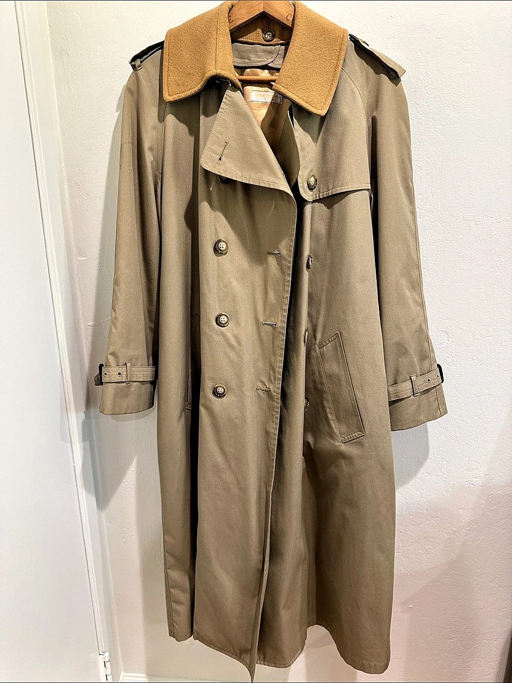 Vintage Brooks Brothers Double Breasted Trench Coat with Removable Wool Collar a
